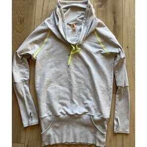 Lucy Womens Grey Long Sleeve Cowl Neck Drawstring Tunic Sweatshirt Sz M EUC